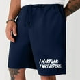 thumbnail image 4 of HOOMEUMY Men's Summer Shorts I'm Not Who I Was before Drawstring Elastic Waist Solid Color Loose Fit Beach Shorts with Pockets Blue XL, 4 of 4