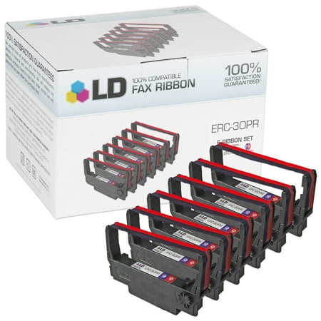 LD Compatible POS Ribbon Cartridge Replacement for Epson ERC-30PR (Purple & Red, 6-Pack)