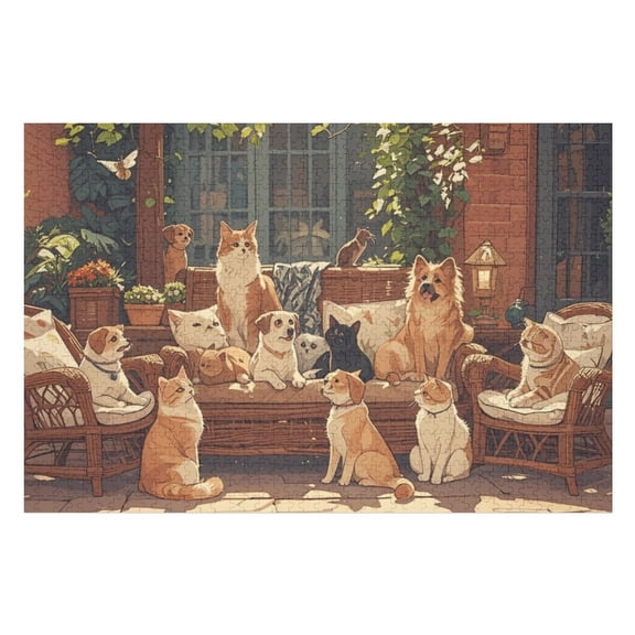 Puzzles for Adults 300 Pieces - Cat Dog Funny Challenging Puzzle Perfect for Game Nights
