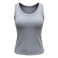 thumbnail image 6 of Xdegoge Tank Top with Built in Bra for Women Padded Seamless No Underwire Stretch Longline Bras Basic Slim Fit Ribbed Wireless Gym Running Brassiere, 6 of 6