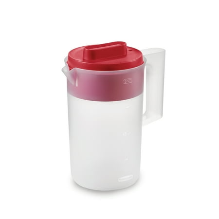 Rubbermaid Plastic Pitcher, Clear/Red, 2 Quart