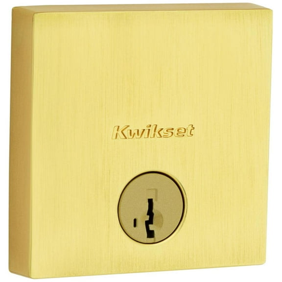 Open Box Kwikset 258Sqt-S Downtown Low Profile Single Cylinder Deadbolt - Brass