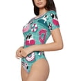 thumbnail image 2 of KLL Women 's Crew Neck Bodysuit Jumpsuits Swimming Bulldog Print Short onesies Stretch T Shirts, 2 of 7