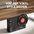 thumbnail image 3 of Retro Vinyl Record Player Style Bluetooth Speaker, Bass Enhancement Loud Volume Portable Speaker with Clock, Vintage Classic Style Cute Look Creative Gift for Office Home Decor (Black), 3 of 7