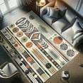 thumbnail image 4 of Ambesonne Bohemian Decorative Rug Carpet, Mid Century Modern Shapes, 2' x 5', Olive Green Rust Ivory, 4 of 5