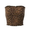thumbnail image 1 of MixMatchy Women's Leopard Print Smocked Cropped Tube Top, 1 of 4