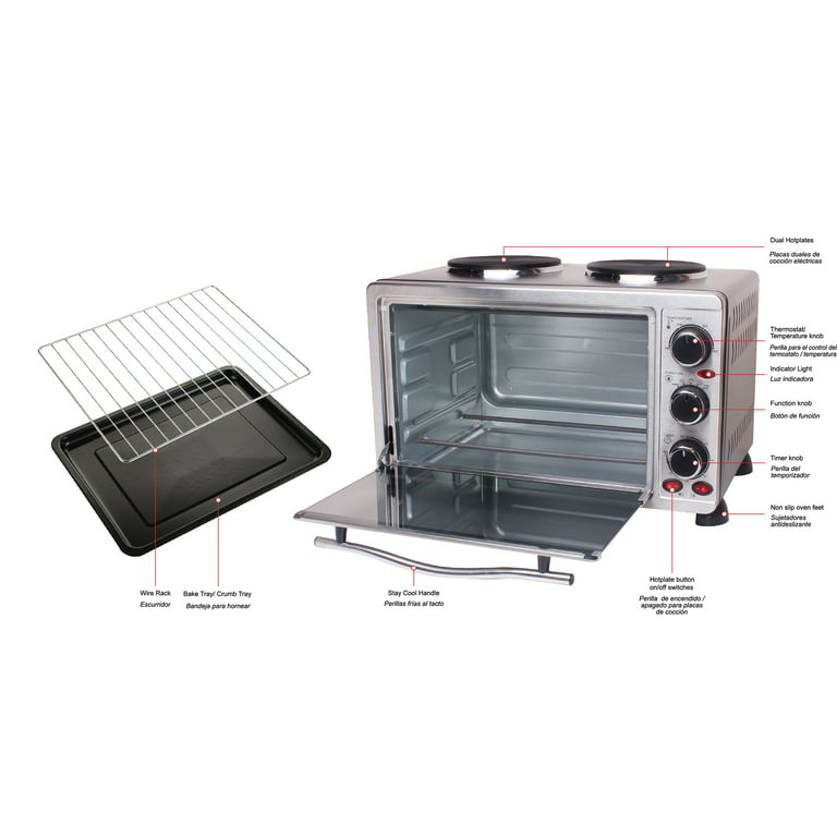 Bene Casa 25L Toaster Oven with Double Burner, 25 Liter