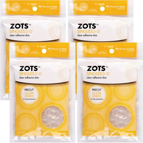 Zots Singles Clear Adhesive Dots 3d .5"X.125" Thick125 Count