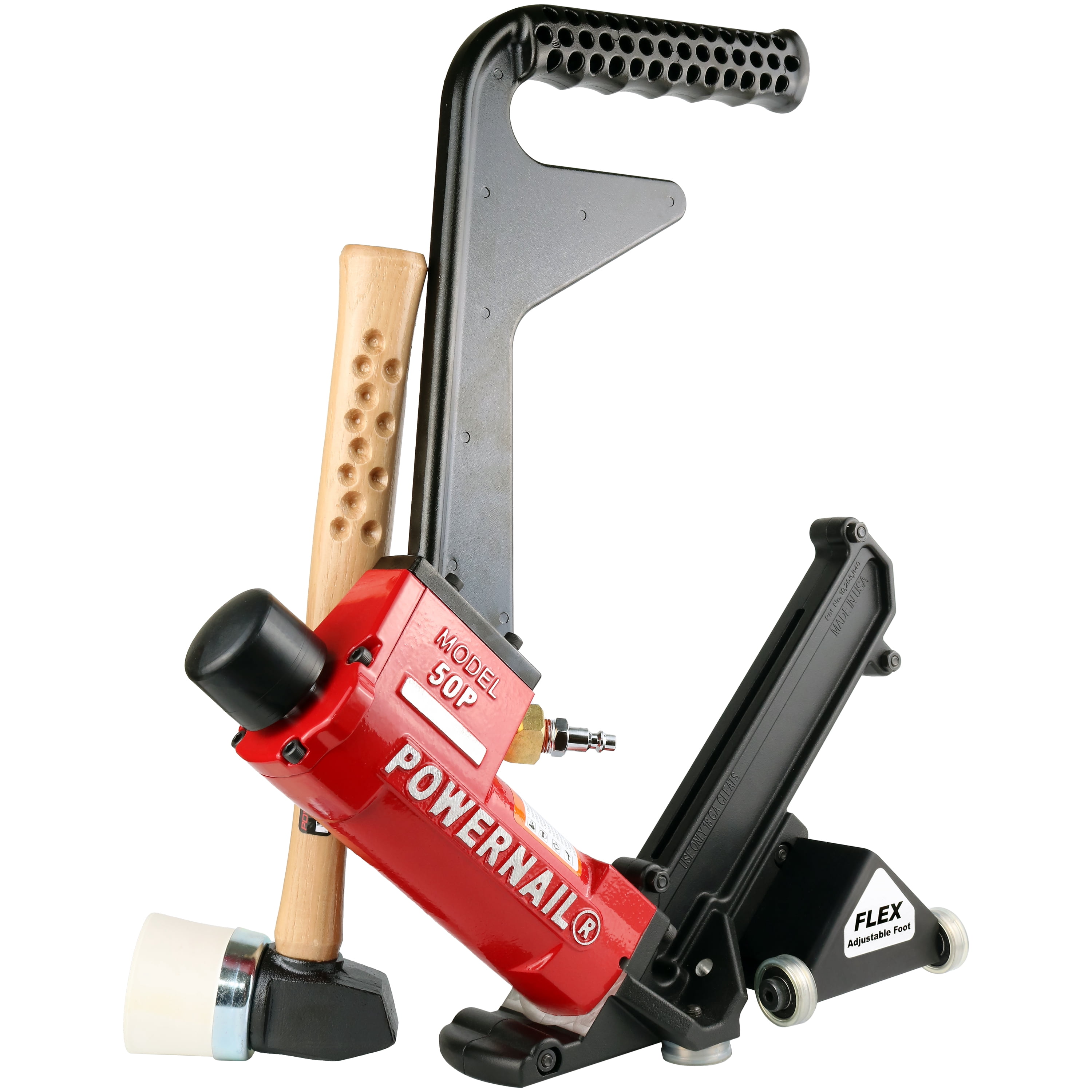 Powernail 50P2FLEXPRXLW Pneumatic 18 Gauge L-Cleat Flooring Nailer with Flex Power Roller Adjustable Base