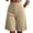 Beige, variant on Wide Elastic High Waist Vertical Seam Bermuda Wide Leg Shorts for Women Solid Mid Length Office Formal Suit Shorts with Side Slip Pockets