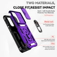 thumbnail image 4 of Armor Case for Samsung Galaxy S24 FE with Camera Lens Sliding Cover & Ring Stand & Support Magnetic Car Mount, Military Grade Shockproof Heavy Duty Protective Case for Galaxy S24 FE, Purple, 4 of 8