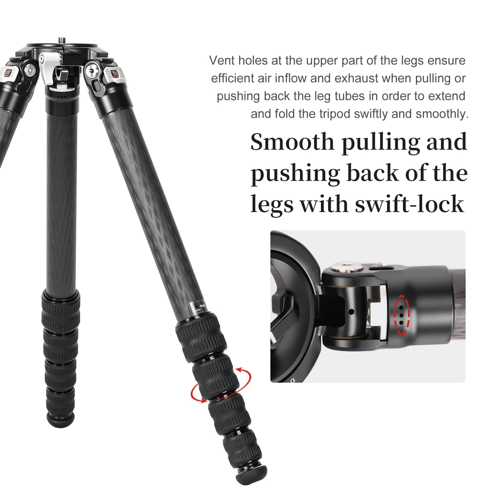 SUNWAYFOTO T3650CM Fiber Tripod for Video Camera Photography Weight Outdoor Tripod Waterproof,55.0lb Load