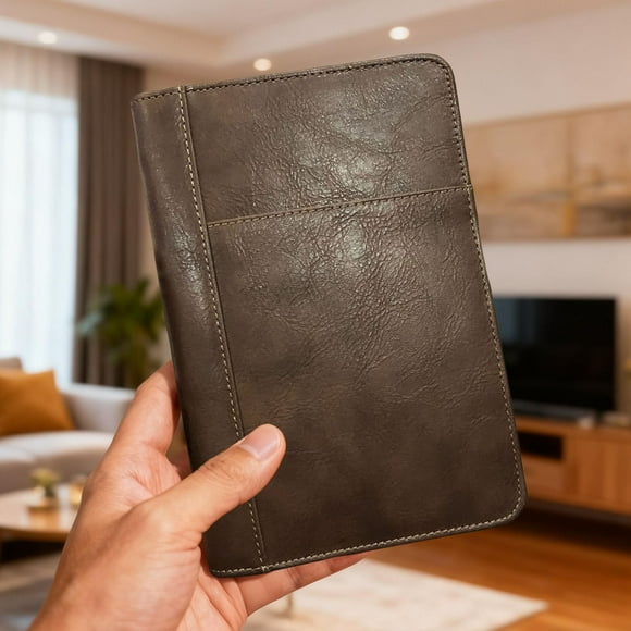 Organisateur de Portfolio en Cuir, Couverture de Carnet, Dossier de Travail pour Rangement de Documents d'Affaires