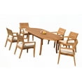 thumbnail image 4 of Grade-A Teak Dining Set: 6 Seater 7 Pc: 94" Oval Table And 6 Vellore Stacking Arm Chairs Outdoor Patio WholesaleTeak #51VL2207, 4 of 6