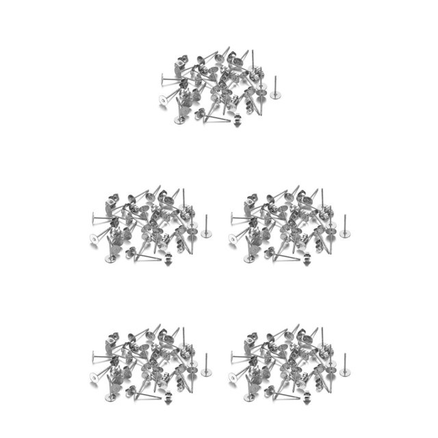 ZheElen Earring Stud Base Multi Stainless Handmade Popular Ear Pins Setting Daily DIY Jewelry Making Tool Beach Supplies Steel Color 5mm 5Set