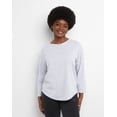 thumbnail image 6 of Hanes Essentials Women's Cotton T-Shirt, Three-Quarter Sleeve Light Steel Heather/White M, 6 of 6