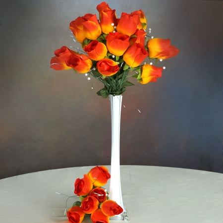 Balsacircle 42 Giant Velvet Rose Buds On Long Stems Artificial Flowers Diy Home Wedding Party Bouquets Arrangements Centerpieces