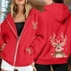 thumbnail image 2 of WILLBEST Sudadera Deportiva para Mujer Ladies' Christmas Printed Zipper Long Sleeved Pocket Adjuststring Casual Hooded Sweatshirt 2077 Mediana, 2 of 8