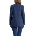 thumbnail image 3 of INSPIRE CHIC Women's Blazer Lapel Collar One Button Faux Suede Dressy Suit Jacket M Navy Blue, 3 of 5