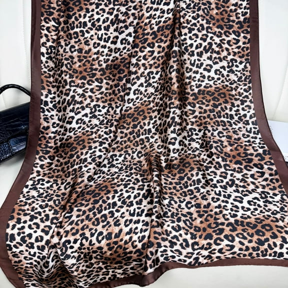 Leopard Print Satin Scarf, Fashion Wrap for Women, Versatile Beach & Travel Shawl,180*90cm,1