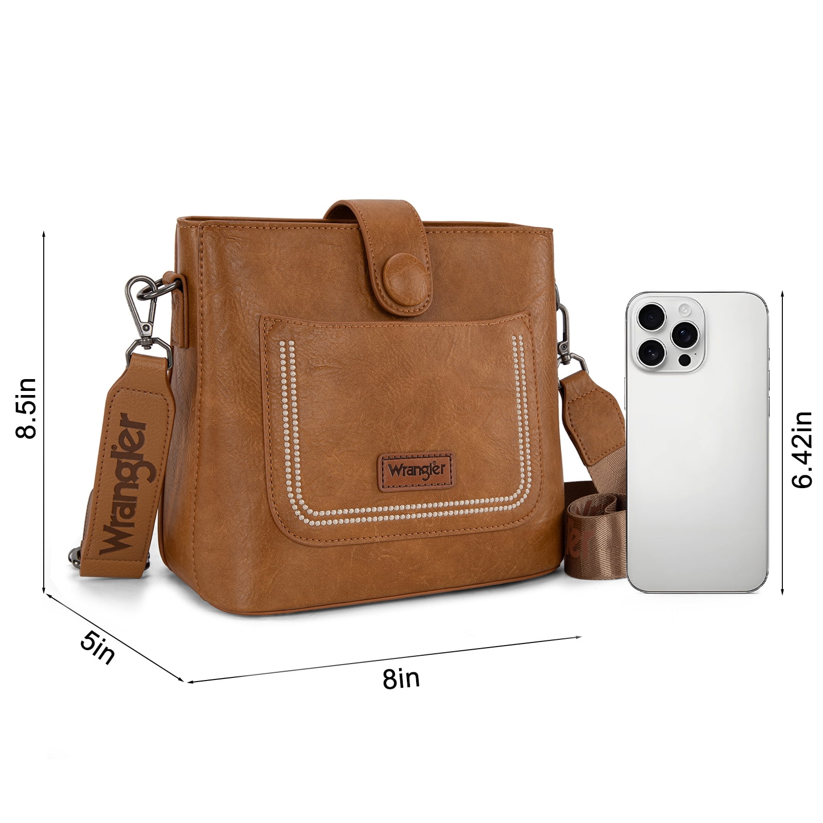 Wrangler Vintage Crossbody Purses for Women Purses and Handbags for Gift 8''H, Light Brown
