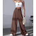 thumbnail image 4 of Women'S Dressy Trousers Solid Color Straight Leg Suit Pants Brown L, 4 of 9
