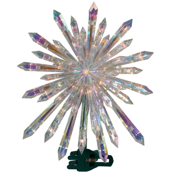 Northlight Lighted Iridescent Icicles Christmas Tree Topper - 14" - Clear Lights