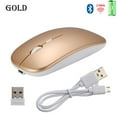 thumbnail image 1 of New Super Slim Ultra Thin PC Laptop USB Optical Rechargeable Wireless Bluetooth Mouse Silent Button GOLD, 1 of 8