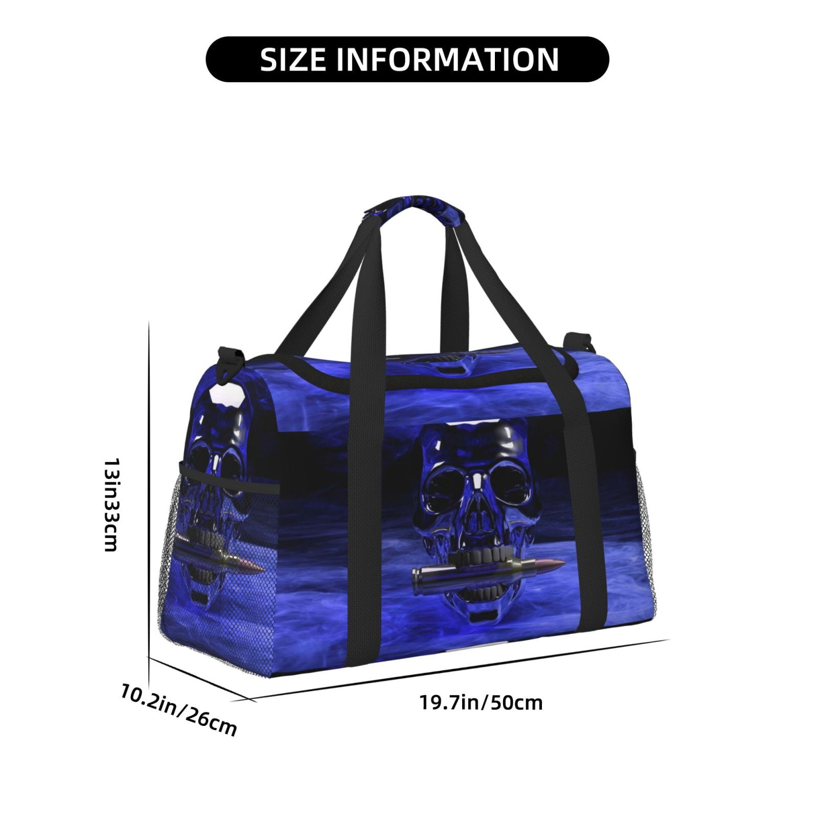 Fuzoiu Steel Skull Print Travel Duffle Bag,Carry On Tote Bags,Duffel Bag,Sport Gym Bag, Hospital Bag for Labor and Delivery, Overnight Bag,Luggage Bag