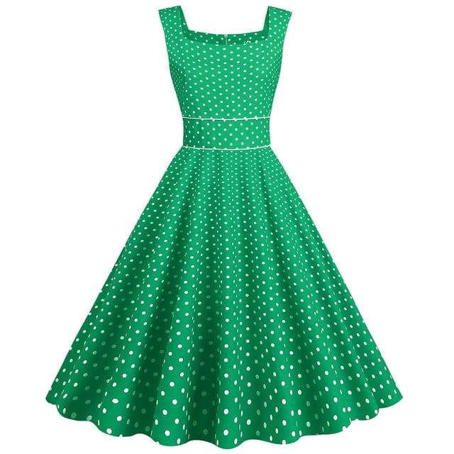 UPPADA Robe de Thé Classique pour Femme à Manches Courtes, Robe Évasée de Cocktail, Robes Rétro Vintage des Années 1950 à Pois, Robe Midi Rockabilly des Années 1950 pour Bal de Promo du Jour