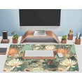 thumbnail image 5 of Light Emerald and Orange Floral Desk Mat, XXL Large Extended Mouse Pad Gaming Desk Pad, Aesthetic Asian Lotus Flower Big Laptop Keyboard and Mouse Mat for Women Desktop Office Decor 31.5x15.7 in, 5 of 6