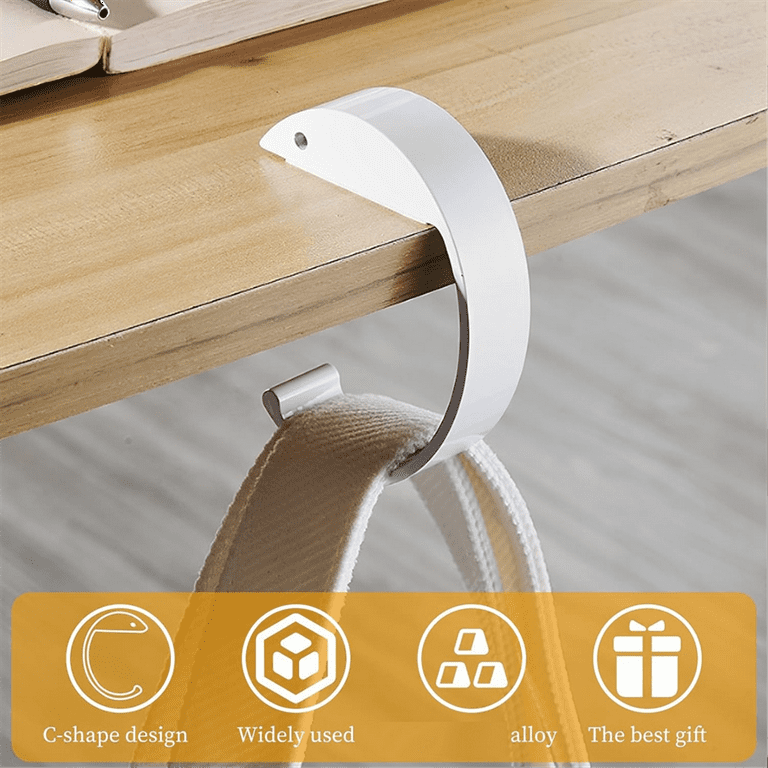 Winyuyby Purse Hook for Table 4 Pcs C Style Aluminum Alloy Bag Hanger Desk Purse Table Hook Anti Slip Under Desk Backpack Hook Walmart