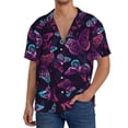 thumbnail image 3 of Disketp Men's Hawaiian Purple Butterfly Print Shirts Button Down Holiday Beach Shirts-3X-Large, 3 of 7