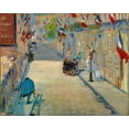 thumbnail image 2 of Manet, Edouard 24x20 Black Ornate Wood Framed with Double Matting Museum Art Print Titled - The Rue Mosnier with Flags, 2 of 4