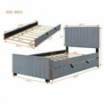 thumbnail image 3 of Twin Size Velvet Upholstered Platform Bed with Twin Size Trundle, Gray, 3 of 9