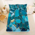 thumbnail image 4 of Manfei Terrazzo Tile Print Queen Sheets, Marble Stone Mosaic Queen Sheet Sets, Turquoise, 4pcs, 1 Flat Sheet, 1 Fitted Sheet and 2 Pillowcases, 4 of 6