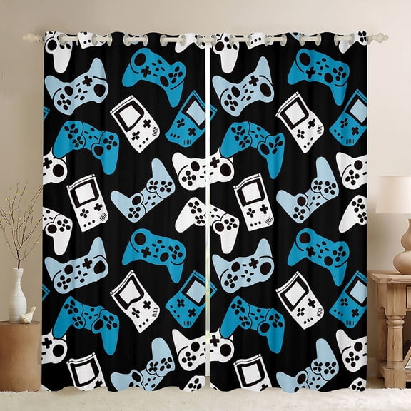 Erosebridal Boys Gamer Black Out Curtains,Gamepad Young Man Video Games Curtains Pack of 2 (42x63 Each) For Classic Retro Gaming Lovers
