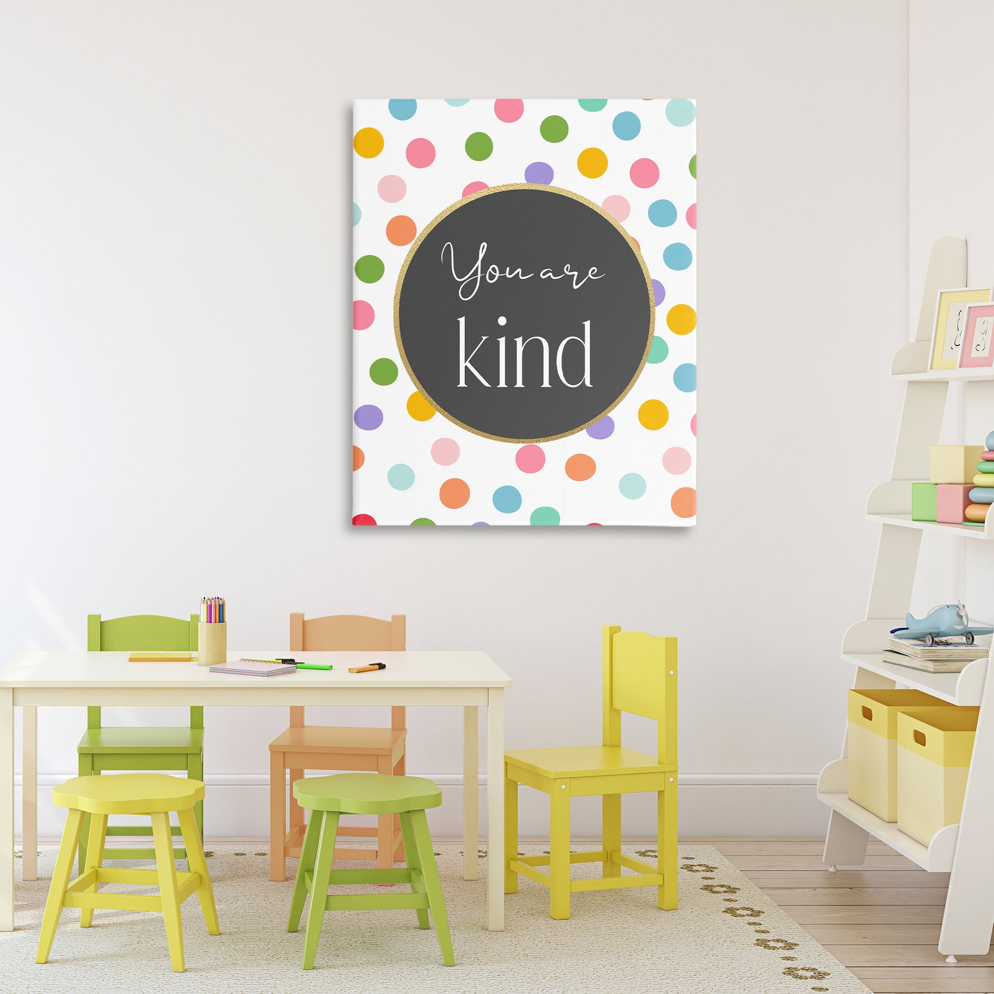 Stupell Industries You Are Kind Polka Dots Canvas Wall Art, design by Christine Simpson Art