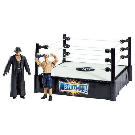 WWE Wrestlemania Superstar Ring with The Rock Triple H Figures Exclusive Network Spotlight Mattel