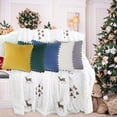 thumbnail image 6 of Haperlare 2 Pcs Throw Pillow Covers with Pom Poms Soft Velvet Square Decorative Cushion Covers for Couch Car Outdoors, Creamy, 18"x18", 6 of 7