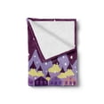 thumbnail image 2 of Winter Soft Flannel Fleece Blanket, Abstract Colored Dreamy Historic Houses Under Snow Christmas Eve Art Print, Cozy Plush for Indoor and Outdoor Use, 50" x 70", Plum Lavender Cream, by Ambesonne, 2 of 6