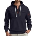 thumbnail image 2 of Plain Hoodies for Men 2025 Fall Winter Long Sleeve Hooded Sweatshirt with Pockets Half Zipper Pullover Mens Hoodies, 2 of 8