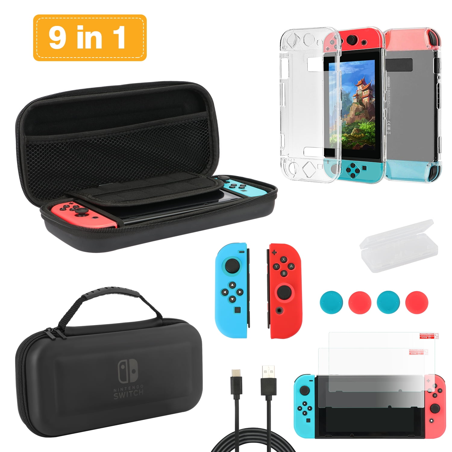 Carrying Case Protective Case Cover & Screen Protector for Nintendo