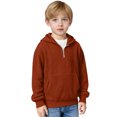 thumbnail image 2 of OGLCCG Hoodies for Boys Size 7-8,Boys Waffle Pullover Hoodie Kids Long Sleeve Half Zip Hooded Sweatshirts with Pocket,Orange, 2 of 5
