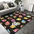 thumbnail image 3 of Area Rugs For Living Room Decor - Colourful Ice Cream Print Black Soft Anti Slip Throw Washable Rugs 5x7 For Bedroom, Indoor Carpet For Bedroom Living Room 80x58In, 3 of 7