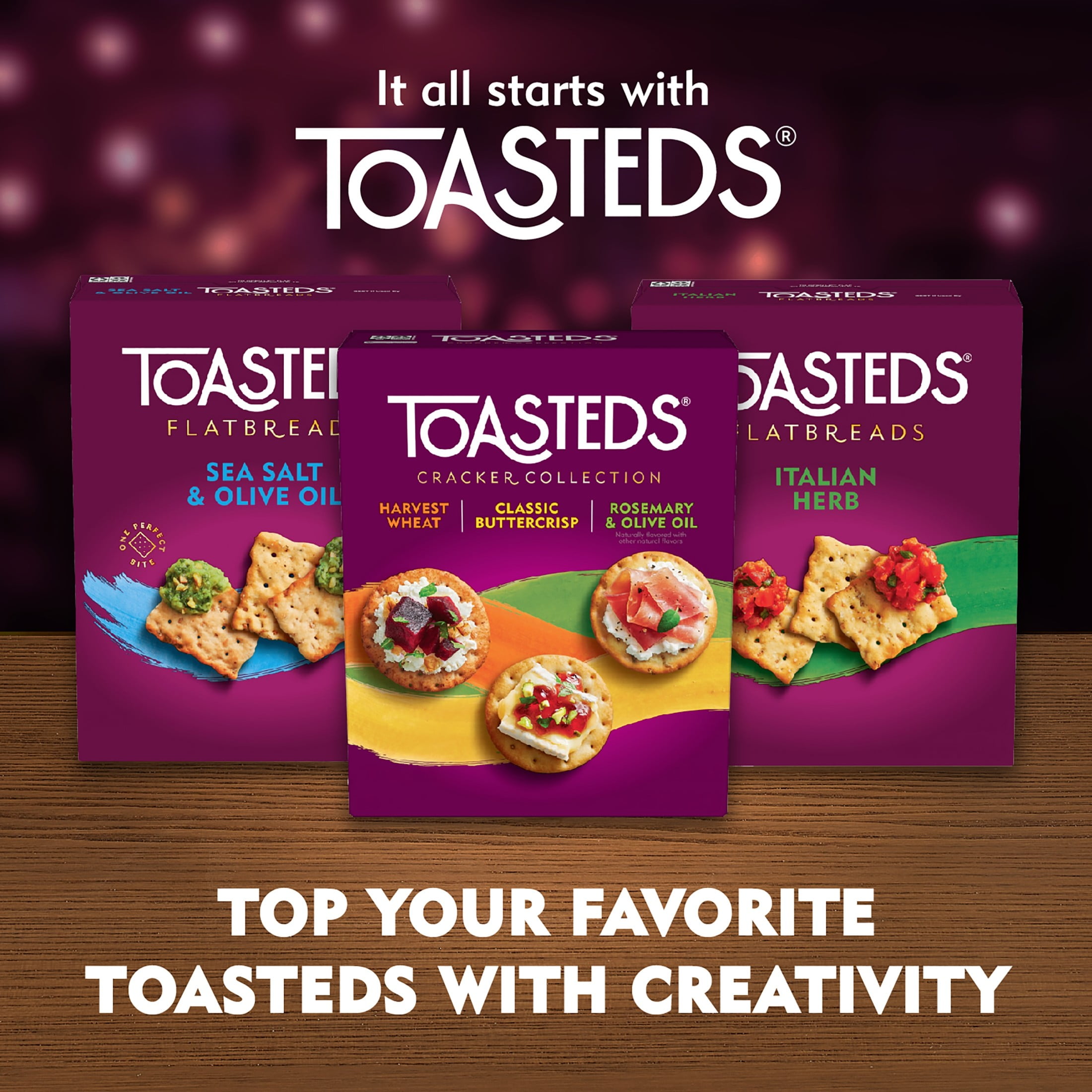 (12 pack) Toasteds Variety Pack Crackers, Party Snacks, 12 oz