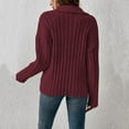 thumbnail image 6 of Womens Cable Knit Sweaters Long Sleeve V Neck Sweater Tops Casual Pullover Shirts Fall Fashion Outfits Dark Red L, 6 of 7