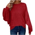 thumbnail image 3 of Sentmoon Hauts Col Rond Manches Longues Tenue de Voyage pour Femmes Grande Taille Extensible Ample Couleur Unie T-Shirts Tricotés pour Femmes Ravissant pour Tenue de Bureau Décontractée Bourgogne TG, 3 of 8