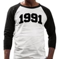 thumbnail image 2 of 1991 College Style Three-Quarter Raglan Sleeve Baseball Shirt Unisex Large White/Black, 2 of 5