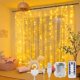 thumbnail image 1 of Cortina de luz - Guirnalda de luces de 300 LED de 3 m x 3 m, funciona con pilas y control remoto USB, 8 modos, impermeable, para Navidad, interior y exterior, ideal para ventanas, fiestas y bodas., 1 of 5